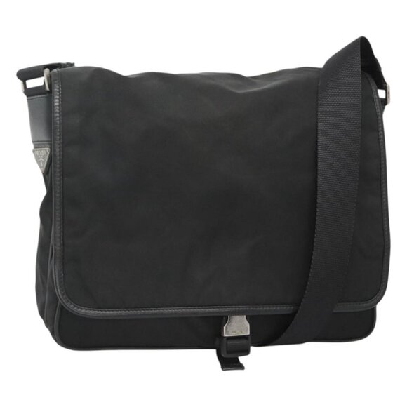 PRADA Shoulder Bag Nylon Black Silver Auth ar13535 - Picture 1 of 16